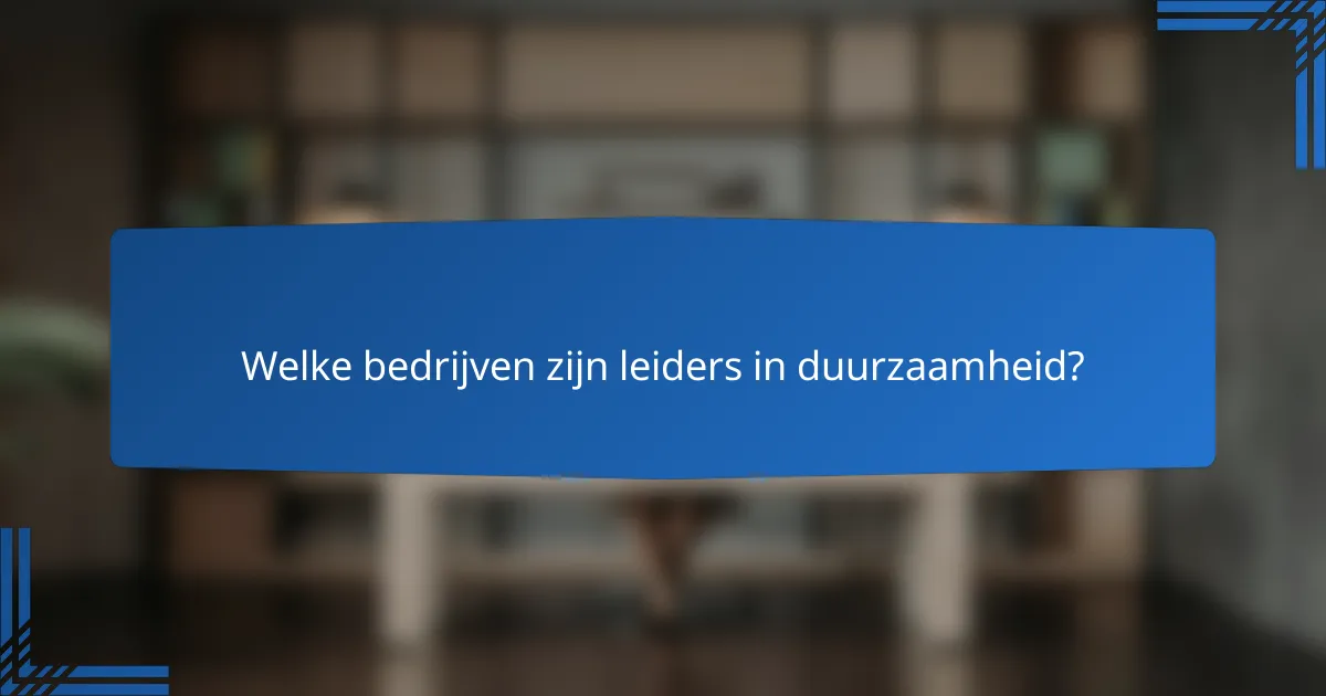 Welke bedrijven zijn leiders in duurzaamheid?